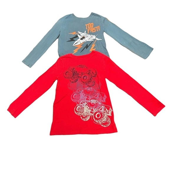 OshKosh B'gosh Other - OshKosh B'gosh Red Monster Truck and Blue Fighter Jet Long Sleeve Shirts, GUC